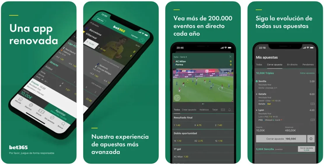 Captura de pantalla: bet365 aplicación en el Apple App Store